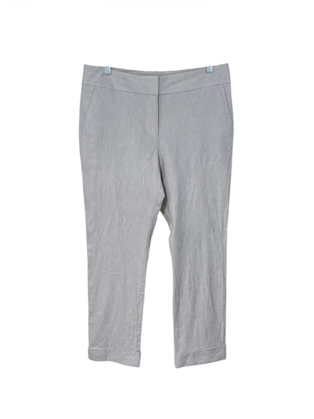 Ann Taylor Factory Women’s 4 Small Linen Blend Capri Trousers Folded Hem Beige